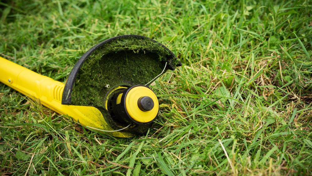 string grass trimmer mowed meadow